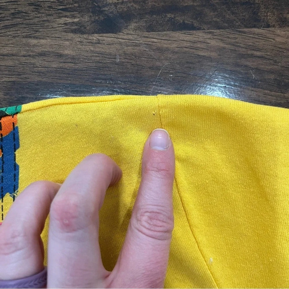 sale 90s Single Stitch Yellow Floral Overall Printed Cropped T-Shirt M - Picture 12 of 12